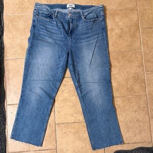 PAIGE Women's Straight Jeans in Classic Blue 34 cropped